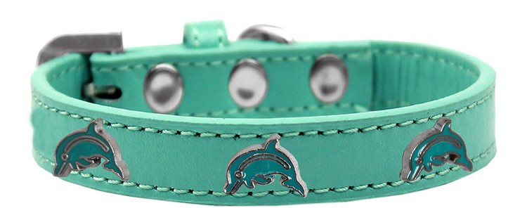 Dolphin Widget Dog Collar Aqua Size 16